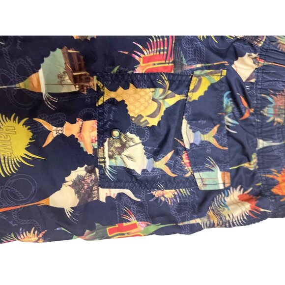 Old Navy Mens Swim Trunks Suit Tropical Print Size M Hawaiian Six 10/11 16" x - Picture 3 of 7